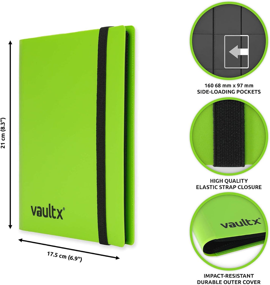 4 Pocket Strap Trading Card Binder 160 Cards Side Loading (Green)