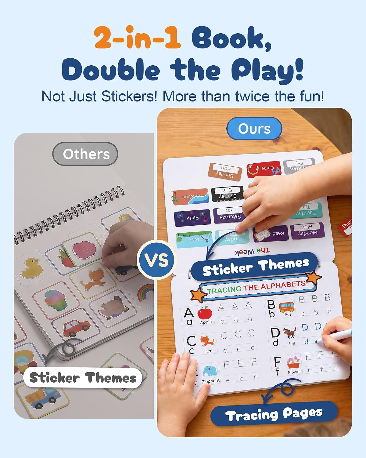 Mallify Busy Book for Toddlers 3-5, Montessori Busy Book with 30 Themes and 8 Markers, Kids Binder and Early Learning Toys, Preschool Busy Books for Toddlers, Tracing Coloring Book, Busytots