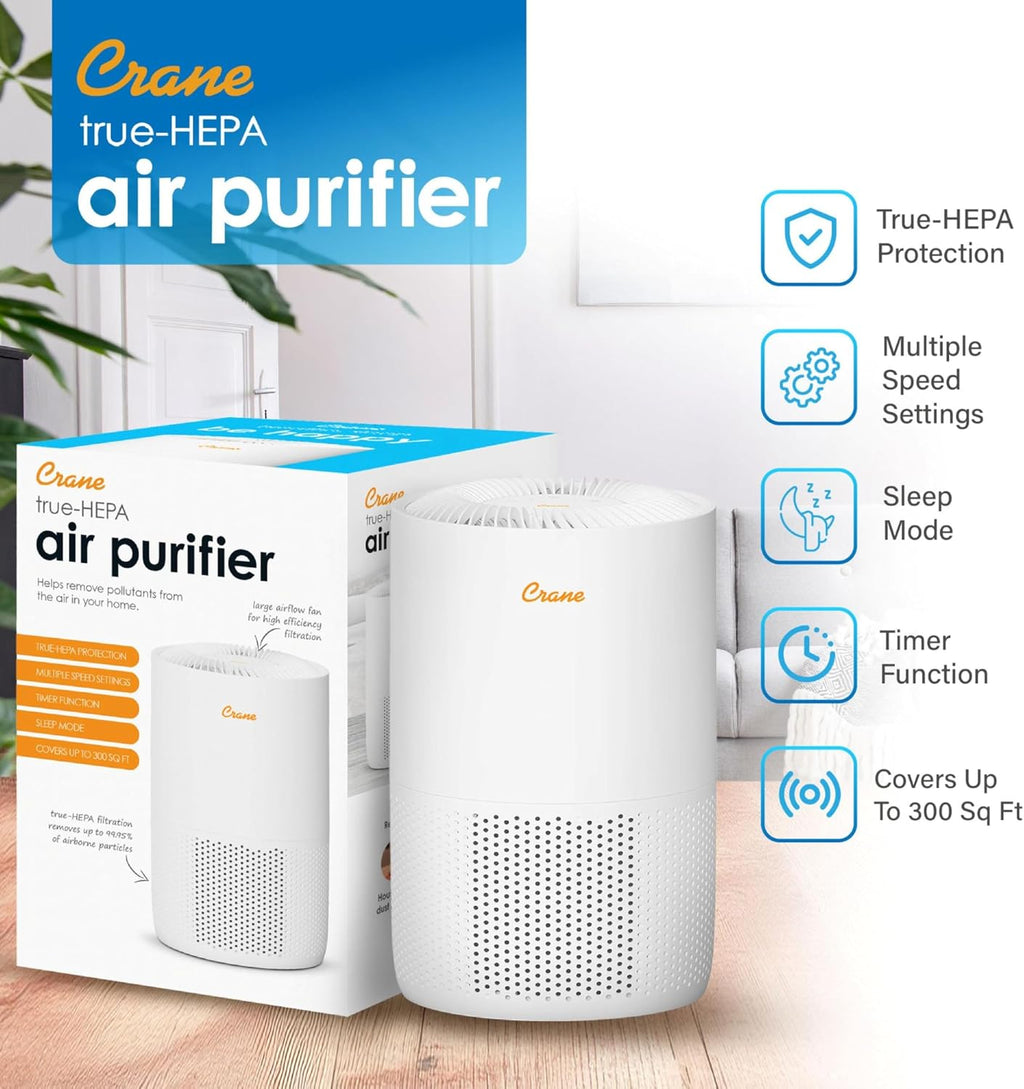 True HEPA Air Purifiers for Home, up to 300 Sq Ft, Air Purifiers for Bedroom, and Office, Removes Dust, Smoke, Pet Dander, and Allergens, Purifier HEPA with Sleep Timer, Child Lock, Filter Alert
