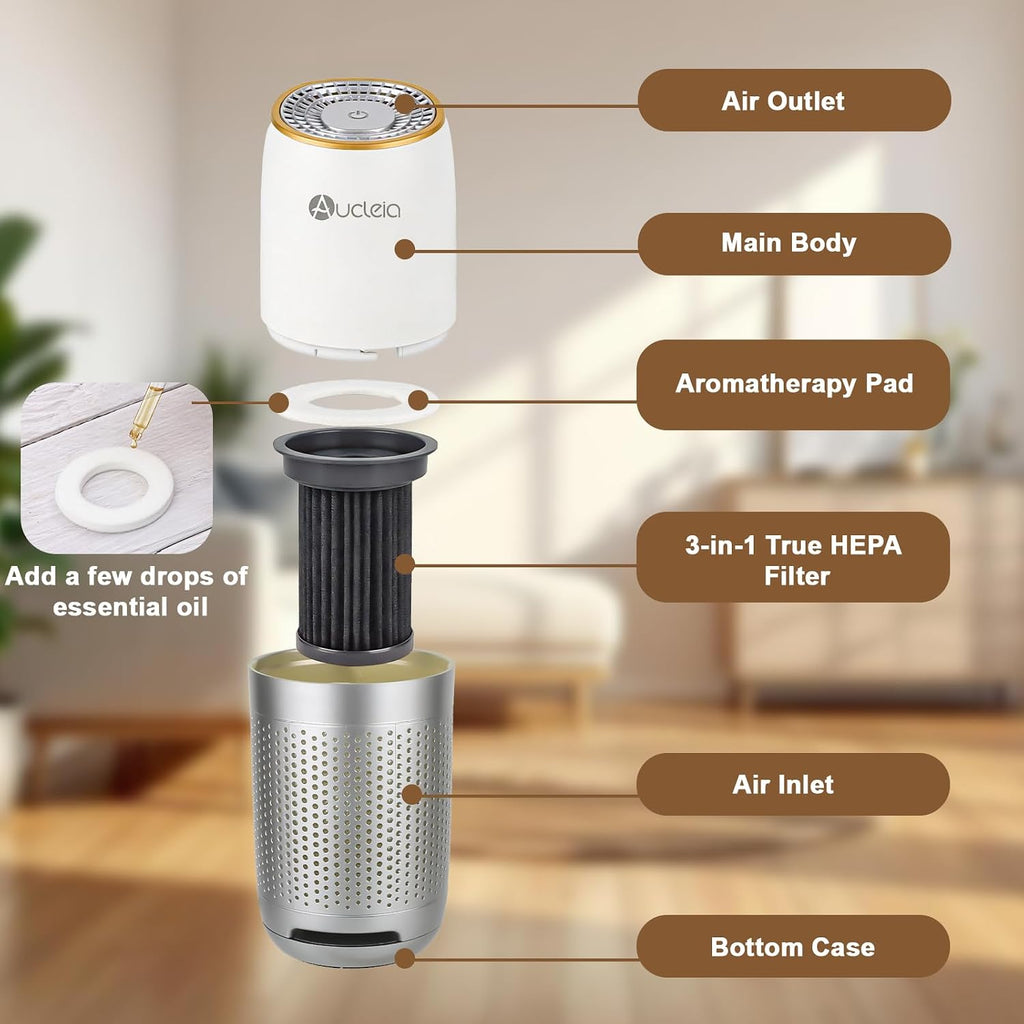 Portable Car Air Purifier with H13 HEPA Filter, Smoke Odor Removal