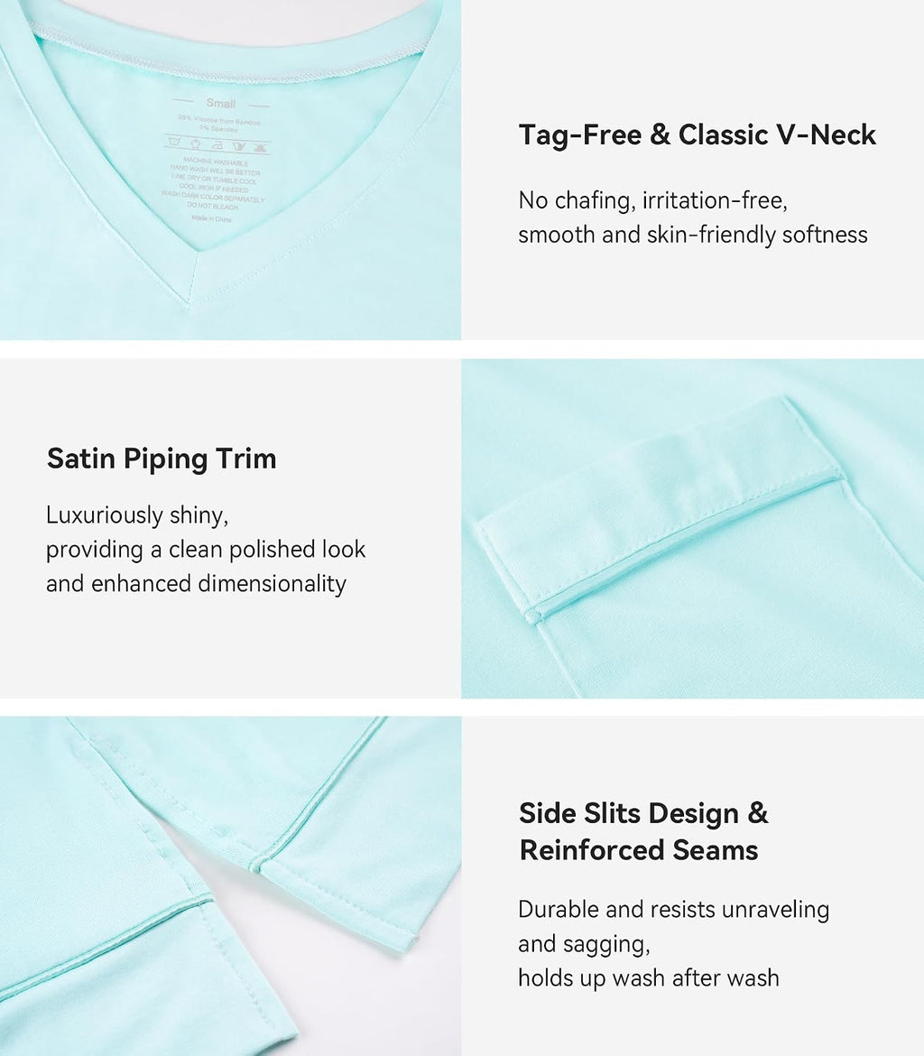 Viscose from Bamboo Nightgowns for Women Short Sleeve Sleep Shirt V Neck Nightgown plus Size Sleepwear S-4X,