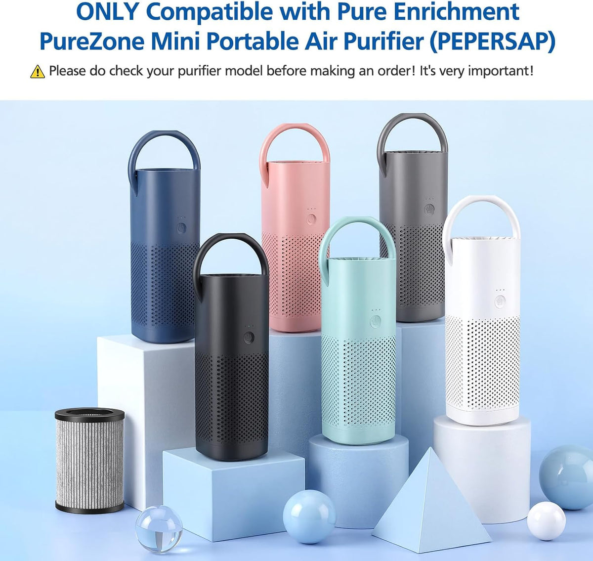 4 Pack Filters for Pure Enrichment Purezone Mini Portable Air Purifier