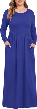 Women'S plus Size Maxi Dresses for Curvy Women Long Sleeve Casual Dress