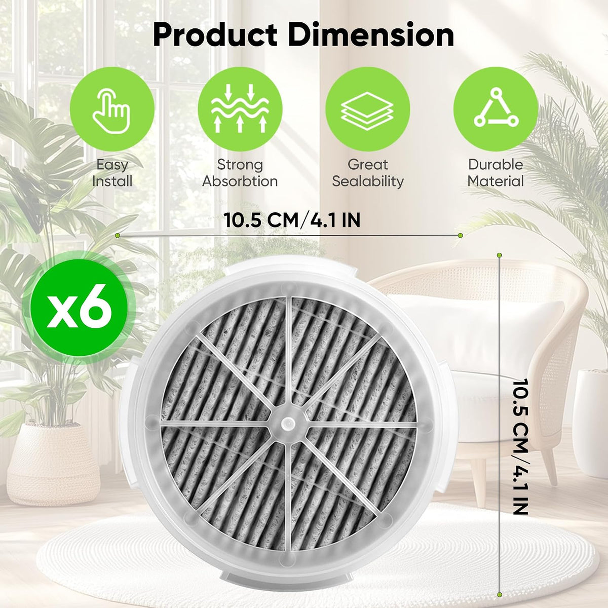 6 Pack Replacement HEPA Filter with Activated Carbon for Frida Baby Air Purifier 3 in 1, RIGOGLIOSO Air Purifier GL2103 and SY900S, JINPUS GL-2103, LTLKY 900S, Meleden Air Purifier GL2103