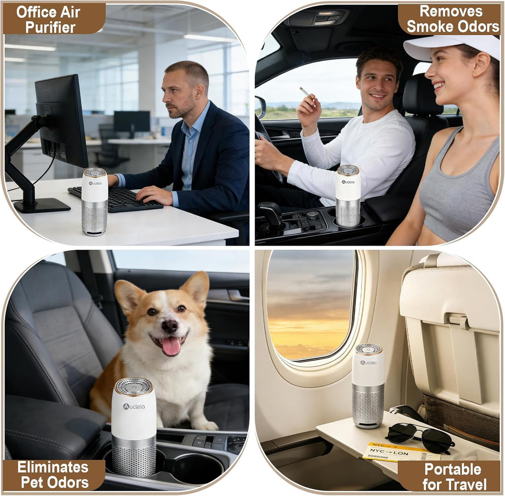 Portable Car Air Purifier with H13 HEPA Filter, Smoke Odor Removal